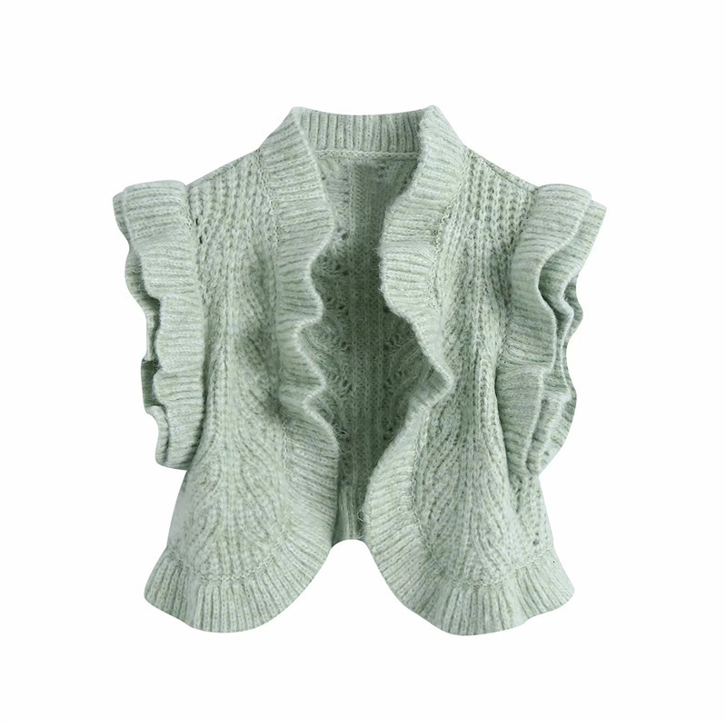 2021 Ruffle Cropped Knitted Vest Women Fashion Sleeveless Cardigan Woman Open Waistcoat Female New Year Sweater 7rmw, Green
2021 Ruffle Cropped Knitted Vest Women Fashion Sleeveless Cardigan Woman Open Waistcoat Female New Year Sweater 7rmw, Green