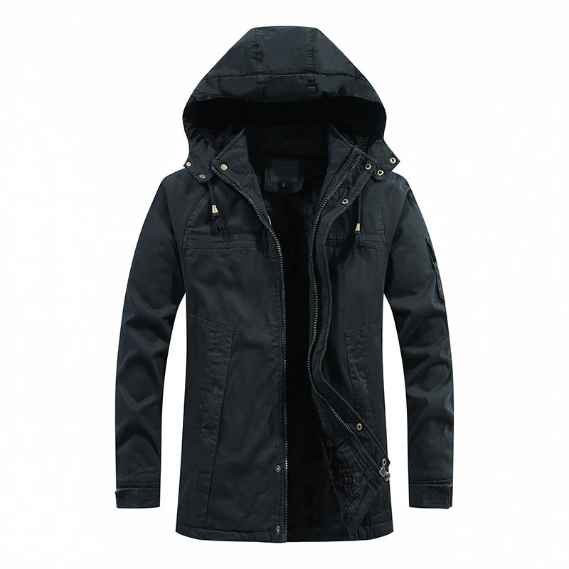 New Men Winter Long Cotton Coats Men's Fashion Casual Cotton Jacket Men Windproof Hooded Coat Warm Thick Parka Men 201214