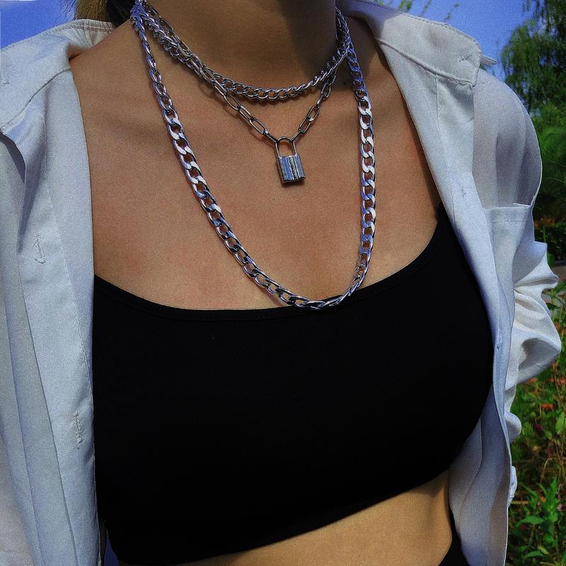 Lock Multilayer Thick Chain Fashion Jewelry Pendant Necklaces Party Gift Punk Necklaces For Women Adjustable
Lock Multilayer Thick Chain Fashion Jewelry Pendant Necklaces Party Gift Punk Necklaces For Women Adjustable