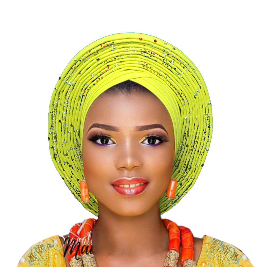 Auto gele aso oke headtie for aso ebi ready to wear headtie gele LJ201026