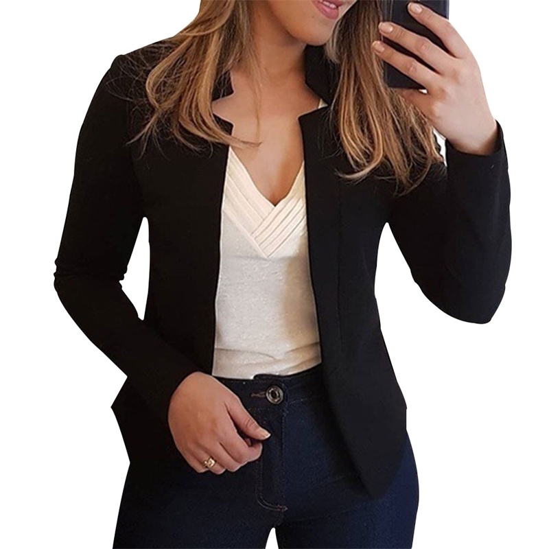 New Women Blazer Thin Long Sleeve Blazer Solid Color Office Lady Suit Coat 2020 Fashion Women Basic Coats Autumn Chaquetas Mujer LJ201214