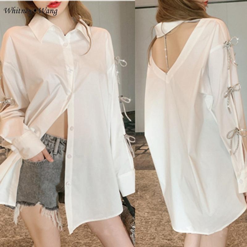 WHITNEY WANG 2020 Autumn Fashion Streetwear Sexy Back Hollow Out Split Sleeve Diamonds Bow Blouse Women Blusas Lady Shirt Tops, White
WHITNEY WANG 2020 Autumn Fashion Streetwear Sexy Back Hollow Out Split Sleeve Diamonds Bow Blouse Women Blusas Lady Shirt Tops, White