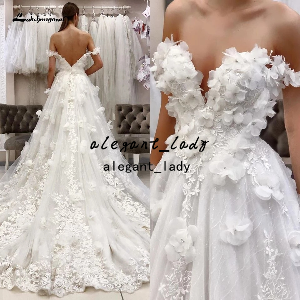 Sweetheart Sexy beach Bridal Dresses 2022 handmade 3D floral Princess boho Wedding Gowns Off the Shoulder Vestidos de Boda