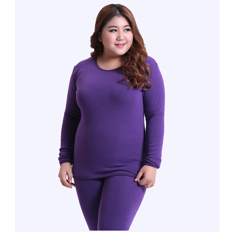 Jinsen Aite New Winter Women's Fleece Thick Warm Cotton Thermal Underwear Sets Large Size Slim Long Johns Plus Size XL-6XL JS69 201027