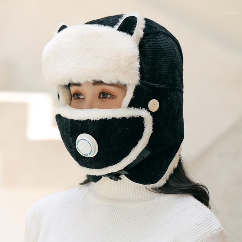 Women Hat Ski Mask Beanie Cap Knit Face Mask Winter Hunting Ear Warm Workout Hat Casual Adult Winter Cap New 20201, Bk
