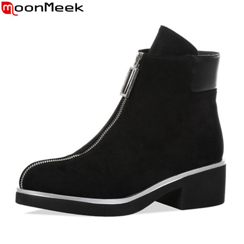 MoonMeek 2020 hot sale fashion ankle boots ned heels round toe casual ladies shoes high quality black color women boots autumn
MoonMeek 2020 hot sale fashion ankle boots ned heels round toe casual ladies shoes high quality black color women boots autumn