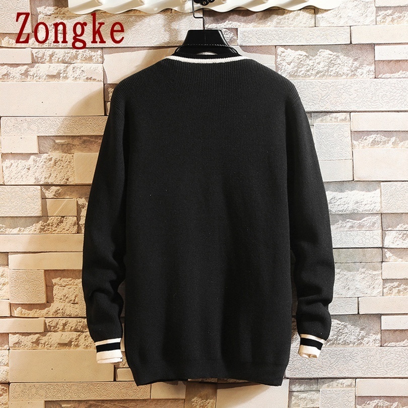 Zongke Autumn Korean Knitwear Cardigan Men Sweater Striped Sweaters For Men Slim Fit Winter Clothes M-XXXL 201118