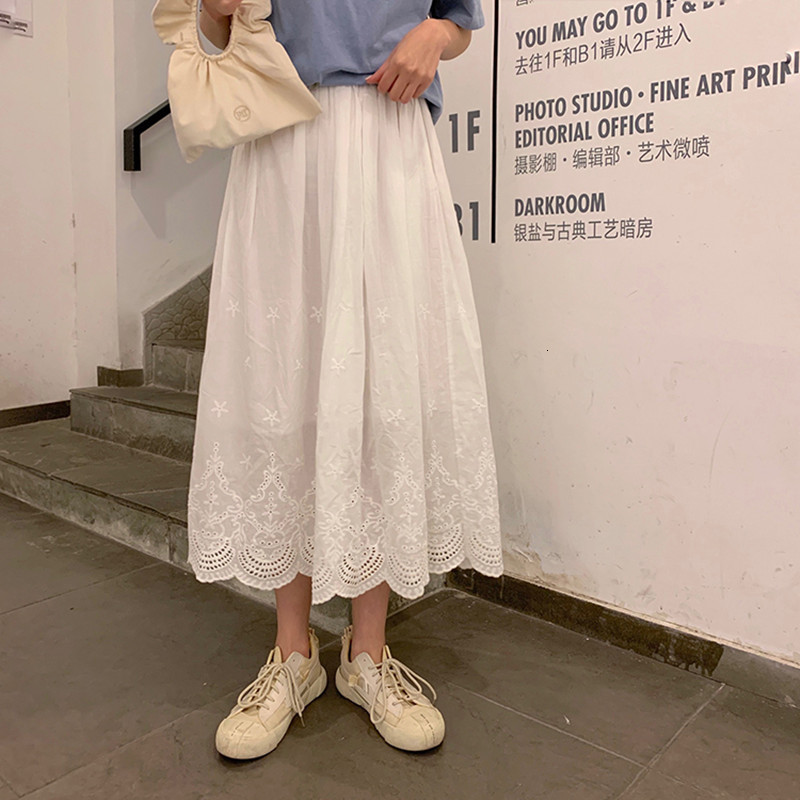 2021 New elastic waist long woman summer lace white women's to-line tutu lined skirts (f3971) 1W2U
2021 New elastic waist long woman summer lace white women's to-line tutu lined skirts (f3971) 1W2U