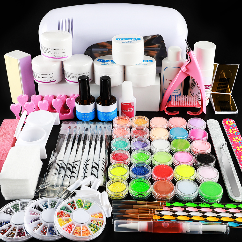 Wholesale-Hot Sale Professional Manicure Set Acrylic Nail Art Salon Supplies Kit Tool with UV Lamp UV Gel Nail Polish DIY Makeup Full Set
Wholesale-Hot Sale Professional Manicure Set Acrylic Nail Art Salon Supplies Kit Tool with UV Lamp UV Gel Nail Polish DIY Makeup Full Set