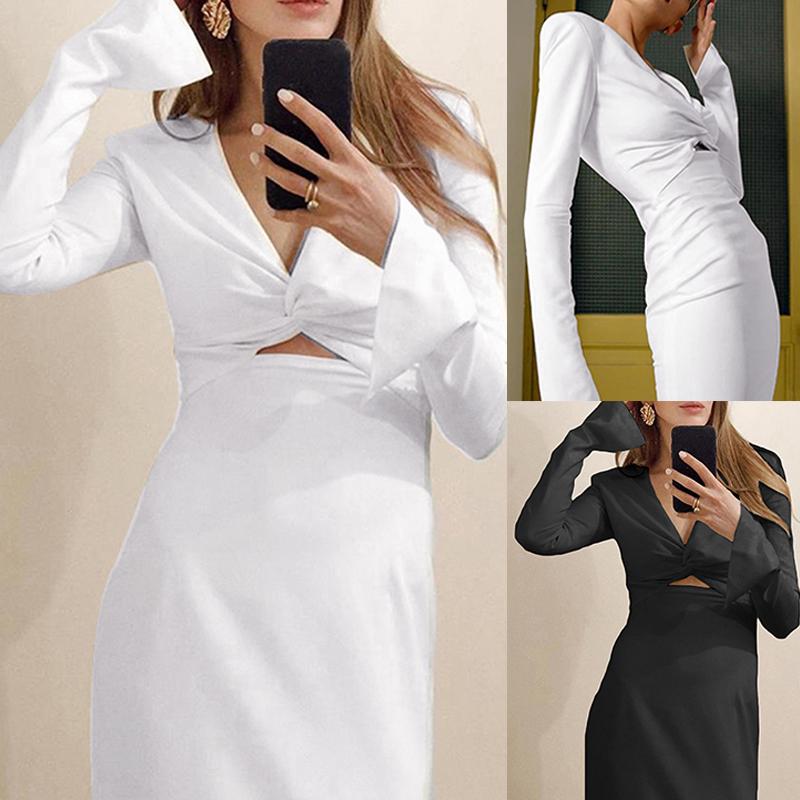 Street Elegant Fall Female Midi Dress Chic Cross V Neck Office Lady Hollow Out Soft Dress, Black
Street Elegant Fall Female Midi Dress Chic Cross V Neck Office Lady Hollow Out Soft Dress, Black