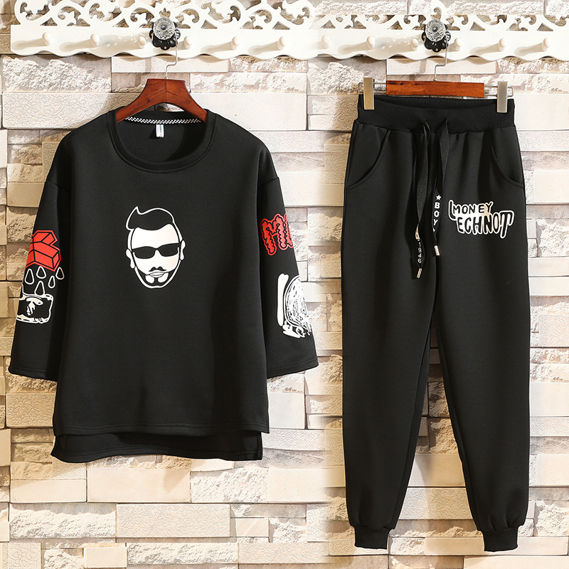2021 New Personality Men's Three Quarter Sleeve Hooded Two Piece Suit Sportswear Set Mens Clothing Sets Male Tracksuit Hip Hop 0uzy, Black
2021 New Personality Men's Three Quarter Sleeve Hooded Two Piece Suit Sportswear Set Mens Clothing Sets Male Tracksuit Hip Hop 0uzy, Black
