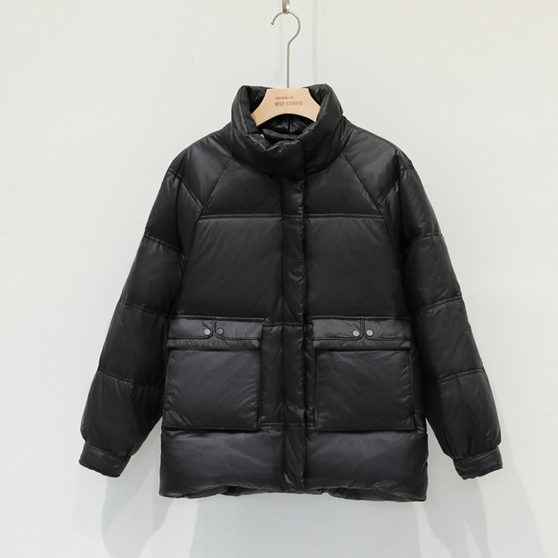 Down Parka Women Thicken Warm Down Jacket Winter Loose Short Stand Collar Female 90% White Duck Down Coat Women's Outerwear 201019