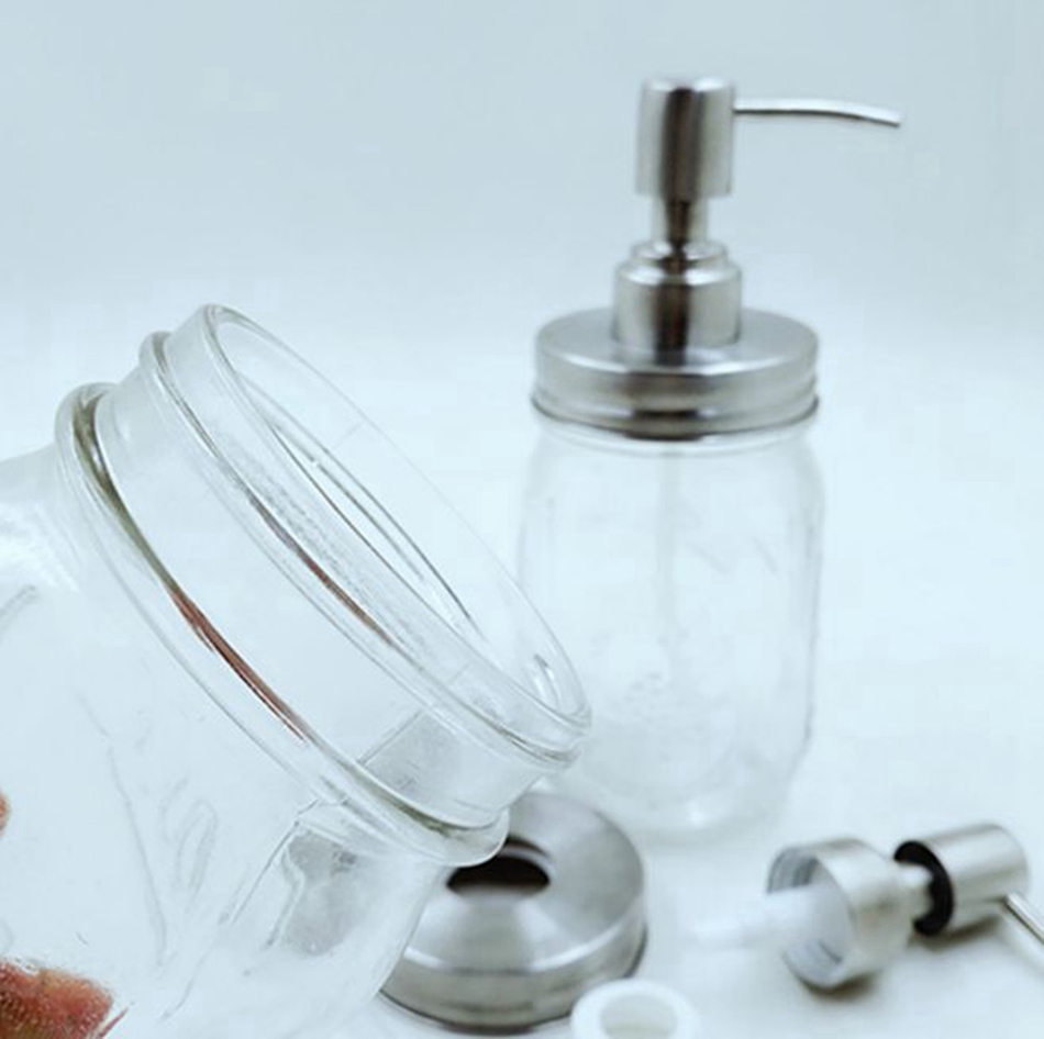 480ml Mason Jar Soap Dispenser Clear Glass Jar Soap Dispenser with Rust Proof Stainless Steel Pump Liquid Soap Dispenser KKA82919474589