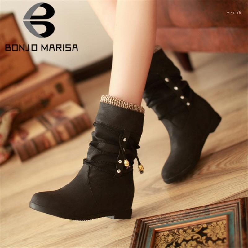 BONJOMARISA Retro Female Round Toe Lace Mid Calf Boots Wedges Flock Autumn Boots Women Brand Casual Comfy Shoes Woman1, Army green
BONJOMARISA Retro Female Round Toe Lace Mid Calf Boots Wedges Flock Autumn Boots Women Brand Casual Comfy Shoes Woman1, Army green