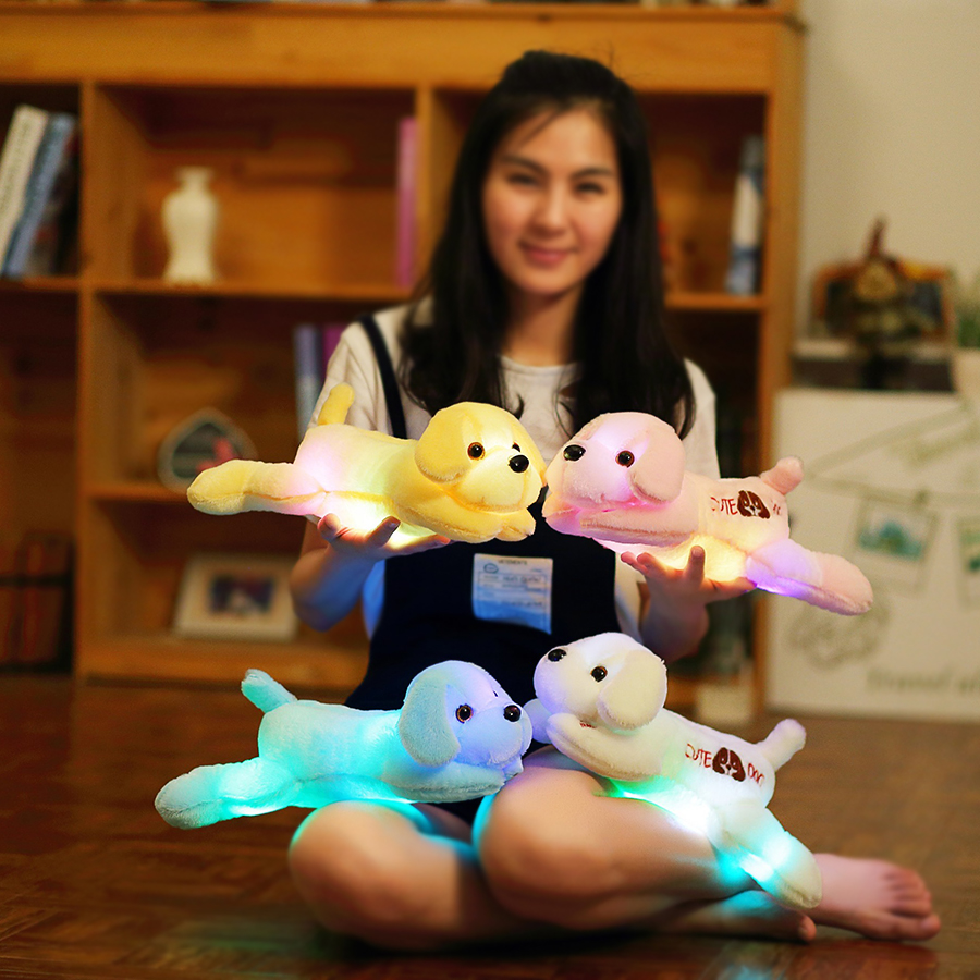 35cm Luminous Dog Plush Doll Colorful LED Glowing Dogs with Embroidery Children Toys for Girl Kidz Birthday Gift
35cm Luminous Dog Plush Doll Colorful LED Glowing Dogs with Embroidery Children Toys for Girl Kidz Birthday Gift