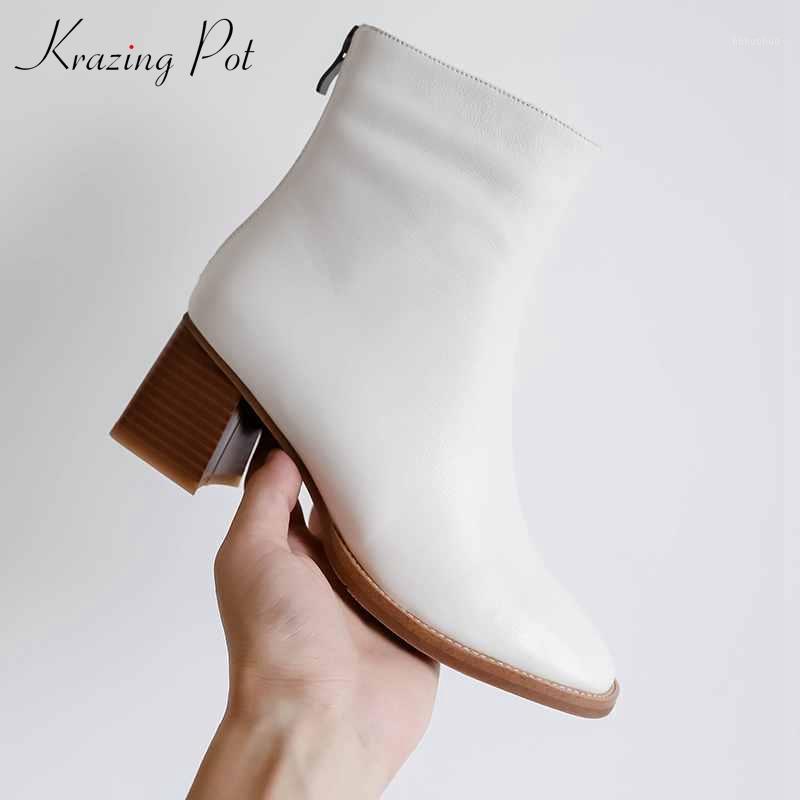 Krazing Pot cow natural leather keep warm round toe high heel European luxury boots beige black color dailywear ankle boots L131
Krazing Pot cow natural leather keep warm round toe high heel European luxury boots beige black color dailywear ankle boots L131