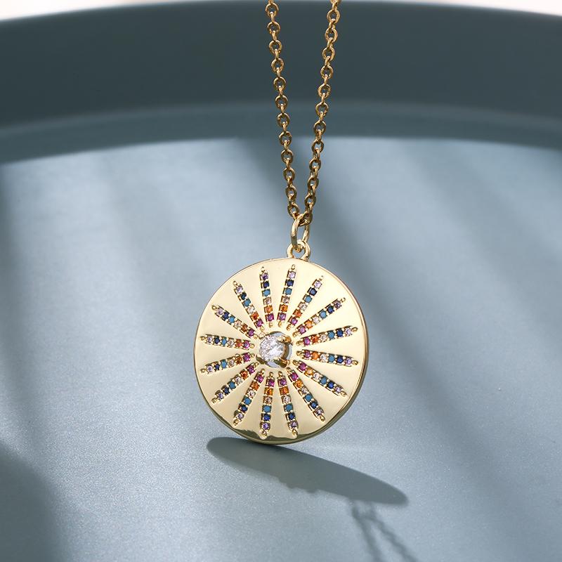 Fashionable Stainless Steel Chain Copper Plated Gold Color CZ Sun Disc Pendant Necklace For Women Charm Female Jewelry Gift
Fashionable Stainless Steel Chain Copper Plated Gold Color CZ Sun Disc Pendant Necklace For Women Charm Female Jewelry Gift