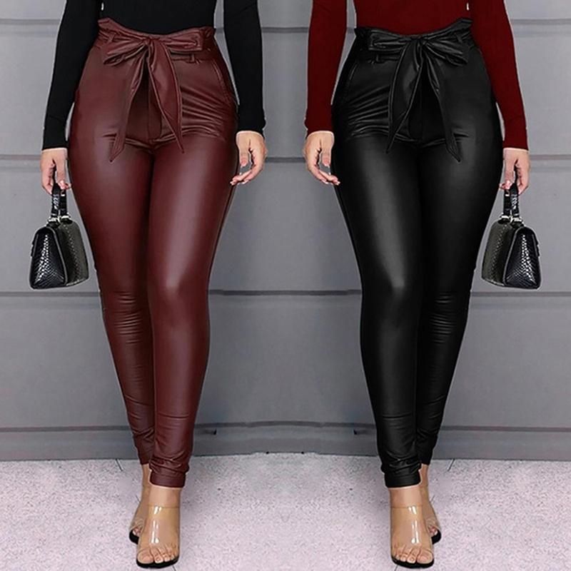 Women Pu Leather Leggings Casual Pants Elegant Stretch Slim Pencil Trousers High Waist Sexy Bow Sashes Legging, Black
Women Pu Leather Leggings Casual Pants Elegant Stretch Slim Pencil Trousers High Waist Sexy Bow Sashes Legging, Black