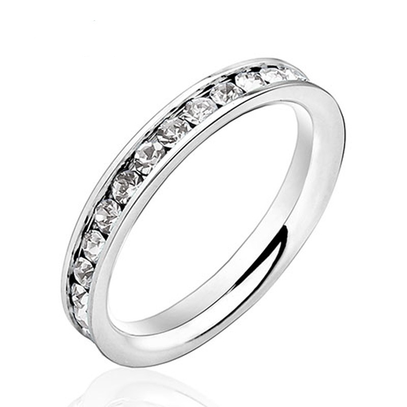 yizhan Hot Ring Gifts Jewelry Womens 316L Stainless Steel 1Ct Rings Eternity Ring Accessories for Wedding & Events (Silveren SI0189)