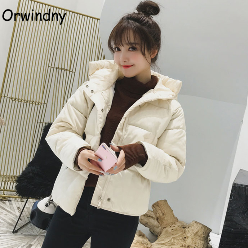 Women Short Loose Parkas Warm Winter Jacket Coat Red Cotton-padded Hooded Outerwear Autumn Thicken Clothing Orwindny 201217