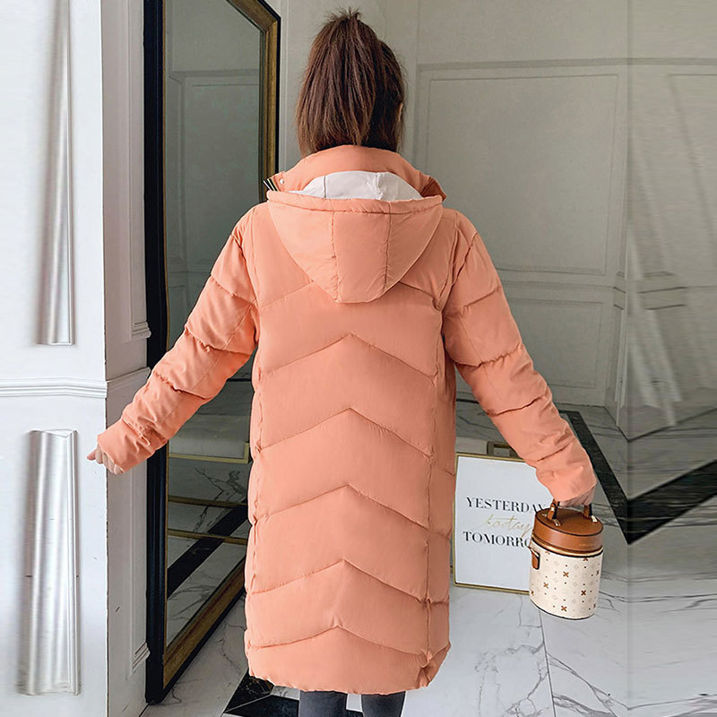 Medium Long Hooded Down Parka Coat Fashion Winter Jacket Women Slim Thick Warm Casual Parkas Female Office Lady 201017