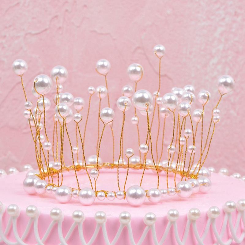 Handmade Princess Crown Cake Topper Metal Pearl Shiny Artificial Pearls Headdress Wedding Birthday Cake Topper Decoration Tools
Handmade Princess Crown Cake Topper Metal Pearl Shiny Artificial Pearls Headdress Wedding Birthday Cake Topper Decoration Tools