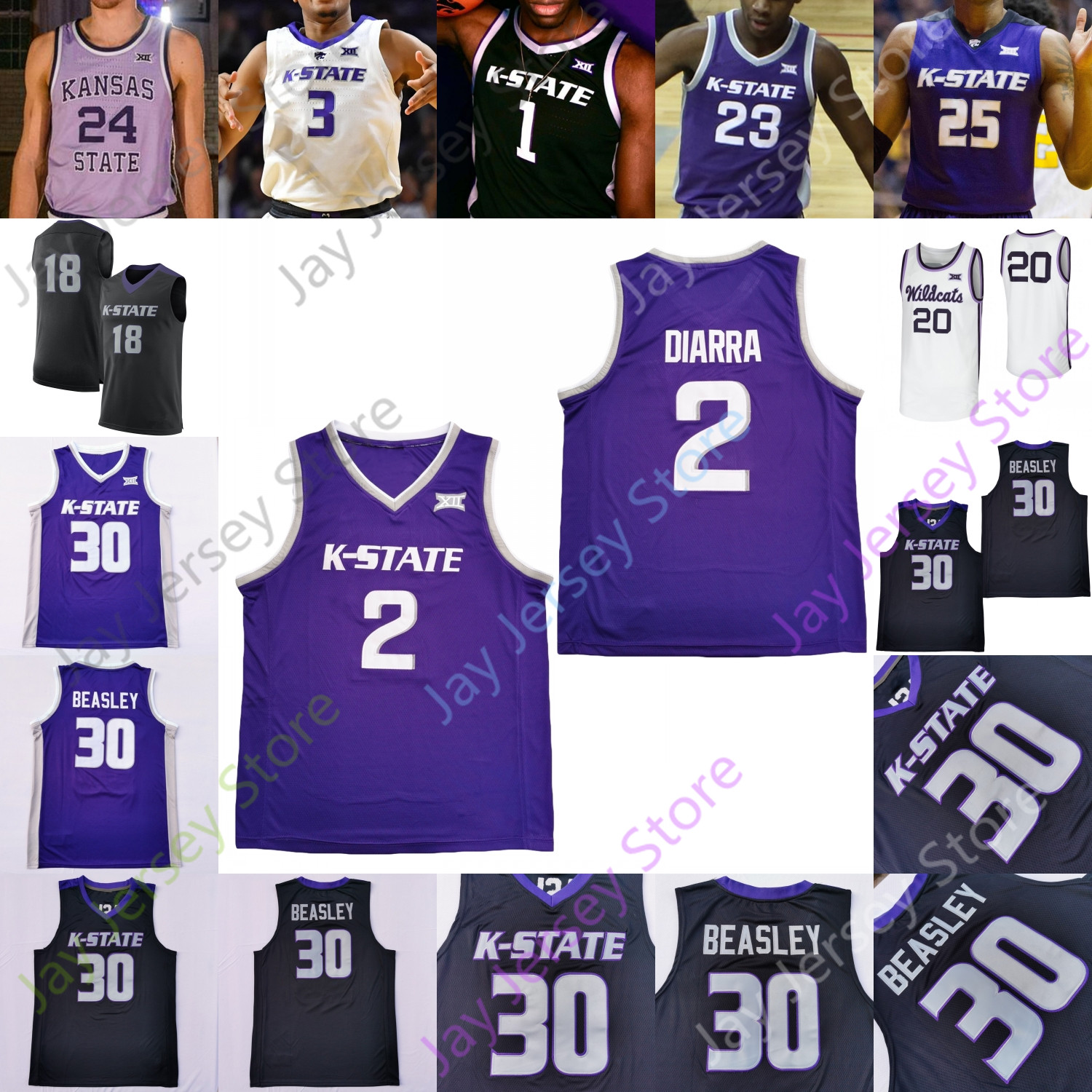 

Kansas State Wildcats Basketball Jersey NCAA College Xavier Sneed Diarra Mawien Stockard III DaJuan Gordon Murphy Richmond Blackman Kasubke Linguard Jr. Lewis, White i