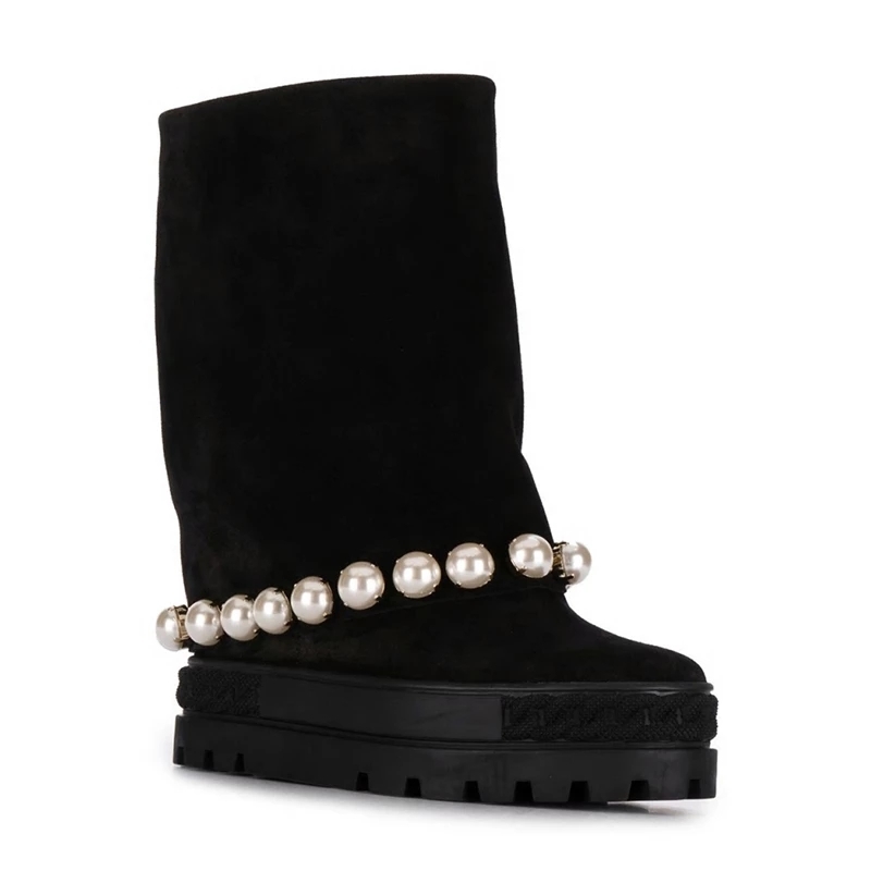 Inner-increasing Ins Leather s Double Platform Sole of Heel Inward Woman Pearls Mid-boot Beads Gz3j, Black
Inner-increasing Ins Leather s Double Platform Sole of Heel Inward Woman Pearls Mid-boot Beads Gz3j, Black