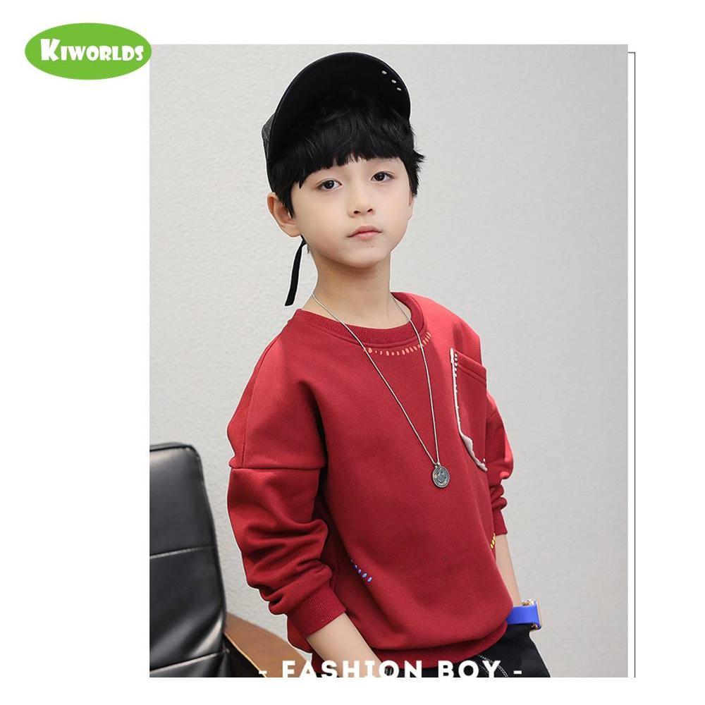 2020 Spring High quality long sleeve cotton soft boy black red khaki Tshirts fashion tops tees clothing for kids Y0121