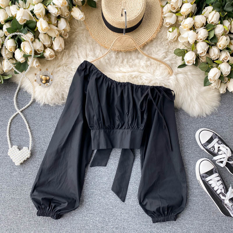 2021 New Sexy female singiny off the shoulder shirt design neck twisted drawstring puff fashion tops streetwear blouses Q8YE, Blue
2021 New Sexy female singiny off the shoulder shirt design neck twisted drawstring puff fashion tops streetwear blouses Q8YE, Blue