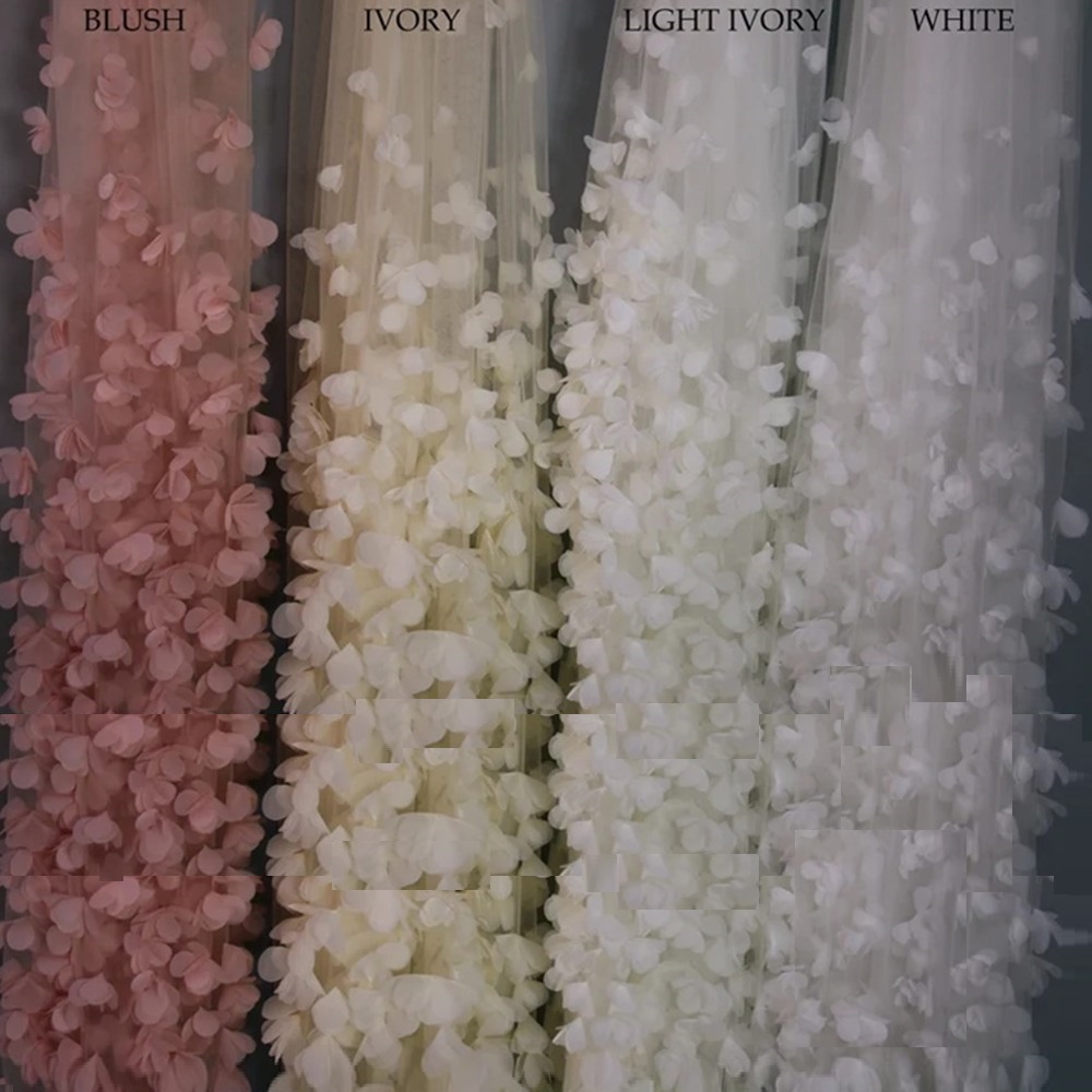 Best Selling Cheapest In Stock Long Chapel Length Bridal Veil 3d flower White Ivory High Quality Wedding Veil