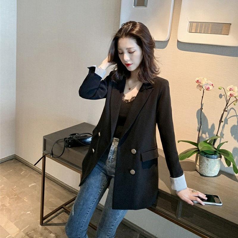 2021 New Autumn Women Fashion Office Wear Blazer Coat Ladies Long Sleeve Pockets Outerwear Double Breasted Chic Suit Jackets Q94, Black
2021 New Autumn Women Fashion Office Wear Blazer Coat Ladies Long Sleeve Pockets Outerwear Double Breasted Chic Suit Jackets Q94, Black
