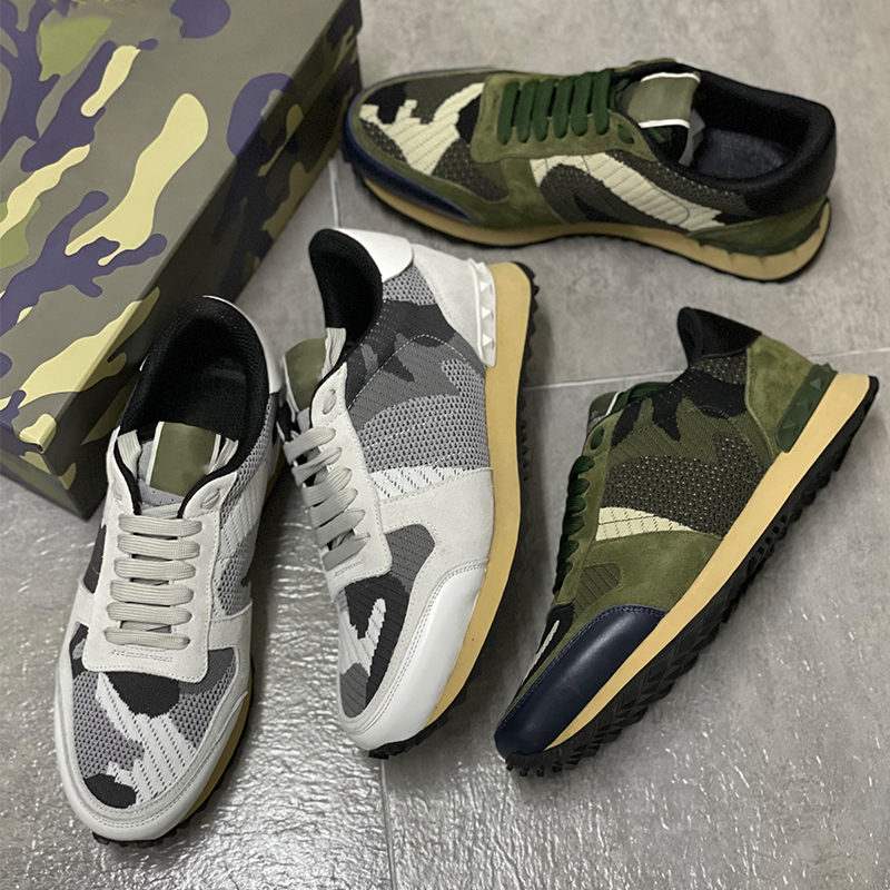 2021 Men Rockrunner Camouflage Mesh Sneakers Leather suede Trainers stud Rivet Sneaker Rubber bottoms Top quality Luxury Box 264, Color 22
2021 Men Rockrunner Camouflage Mesh Sneakers Leather suede Trainers stud Rivet Sneaker Rubber bottoms Top quality Luxury Box 264, Color 22