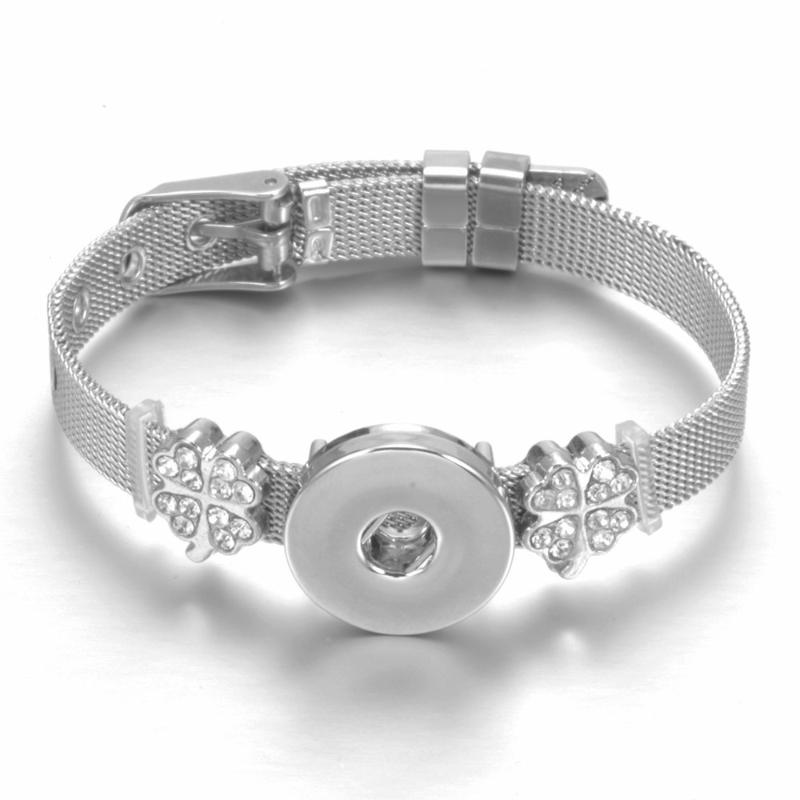 New Clover Charms Stainless Steel 18mm snap bracelets & Bangle 18mm Snap Button Jewelry For DIY Jewelry SZ0452e