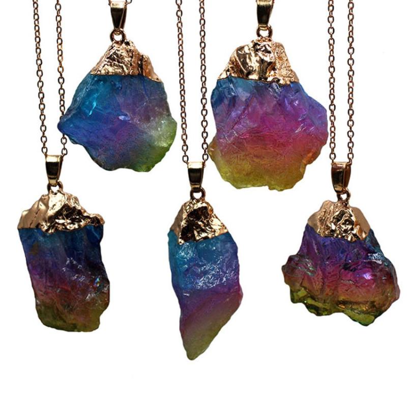 Pendant Necklaces FYJS Unique 10 Pcs Light Yellow Gold Color Irregular Shape Crystal Dyed Colorful Link Chain Necklace Charm Jewelry
Pendant Necklaces FYJS Unique 10 Pcs Light Yellow Gold Color Irregular Shape Crystal Dyed Colorful Link Chain Necklace Charm Jewelry