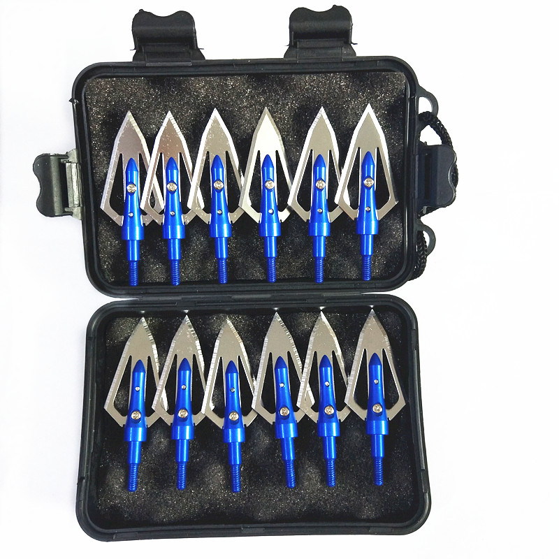 12pcs Hunting Broadhead Stainless Steel 2 Blade 100 Grain for Archery Outdoor Crossbow Compound Bow with Arrowhead Box
12pcs Hunting Broadhead Stainless Steel 2 Blade 100 Grain for Archery Outdoor Crossbow Compound Bow with Arrowhead Box