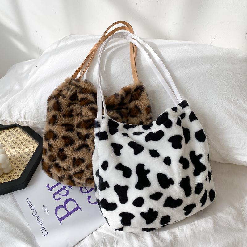 Soft Plush Cow Pattern Women Purse Handbags Fashion Ladies Small Tote Bag Casual Large Capacity Female Bucket Shoulder Bags, Brown
Soft Plush Cow Pattern Women Purse Handbags Fashion Ladies Small Tote Bag Casual Large Capacity Female Bucket Shoulder Bags, Brown