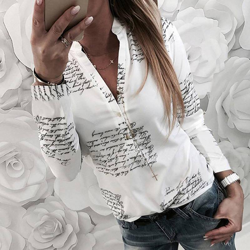 2020 New Women Tops Spring Summer Long Sleeve Shirts English Alphabet Print White Blouses Blusas Feminine Blouse
2020 New Women Tops Spring Summer Long Sleeve Shirts English Alphabet Print White Blouses Blusas Feminine Blouse