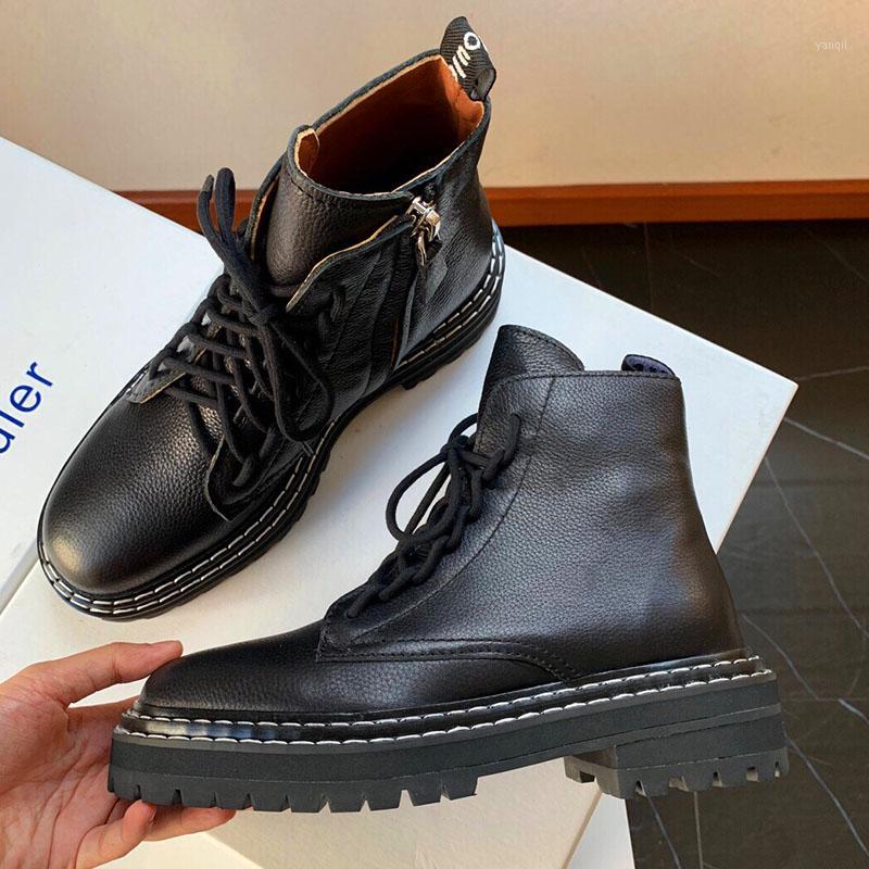 Leather breathable comfortable motorcycle boots fashion Joker personality women's boots round head lace-up 2020 new1, Black
Leather breathable comfortable motorcycle boots fashion Joker personality women's boots round head lace-up 2020 new1, Black