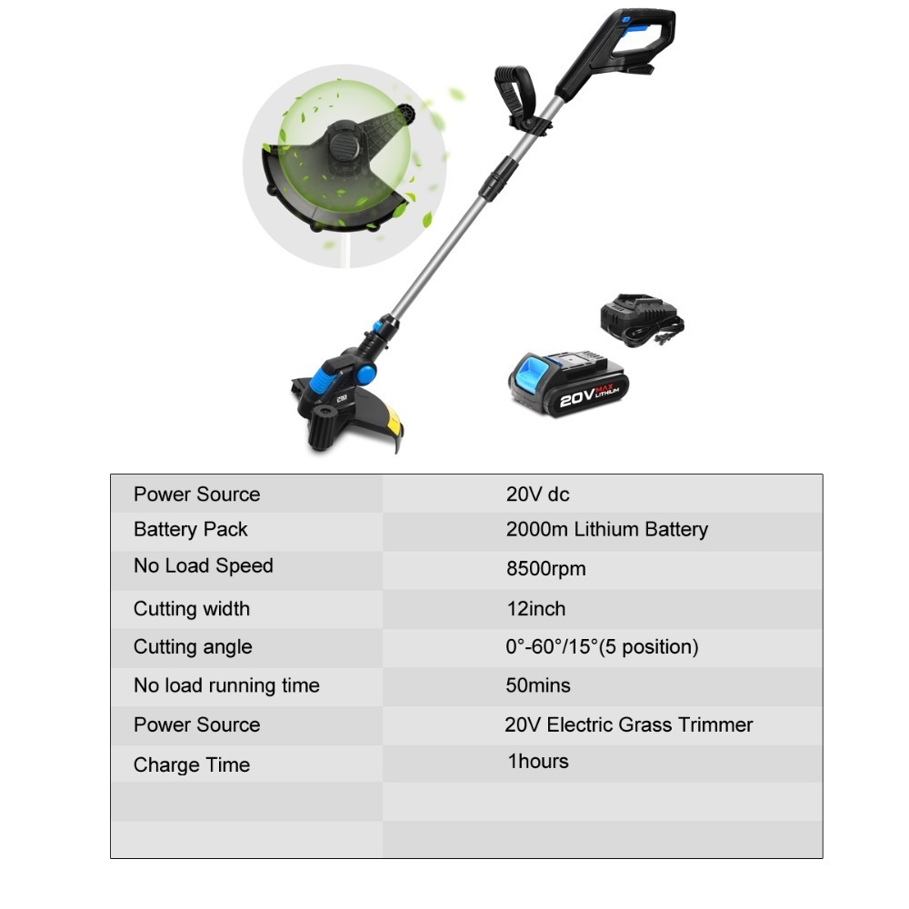 String Trimmers Lawn Mower Electric 20V Lithium-ion 2000mAh Cordless Pruning Cutter Garden Tools