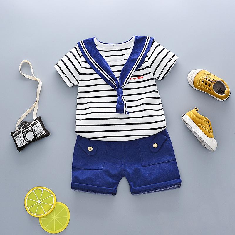 Summer Leisure Cotton Stripe Navy Sailor Serve Short Sleeve Shorts 2pcs Children Kids Toddler Suits For 0-4 Years, Navy blue 
Summer Leisure Cotton Stripe Navy Sailor Serve Short Sleeve Shorts 2pcs Children Kids Toddler Suits For 0-4 Years, Navy blue