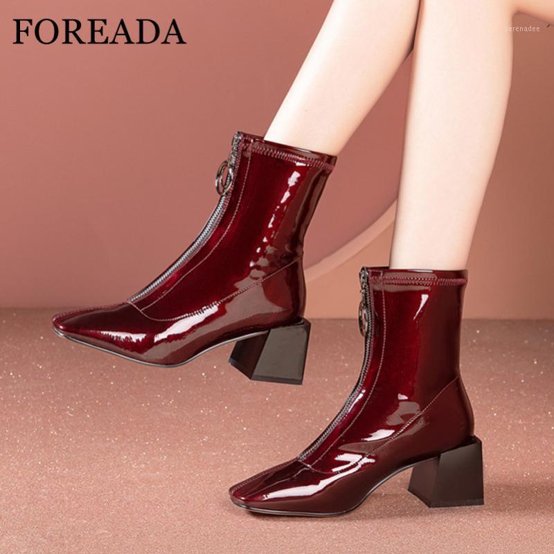 FOREADA Real Leather High Heel Woman Boots Square Toe Ankle Boots Block Heel Shoes Zip Ladies Short Autumn Winter Black 411, Wine red
FOREADA Real Leather High Heel Woman Boots Square Toe Ankle Boots Block Heel Shoes Zip Ladies Short Autumn Winter Black 411, Wine red