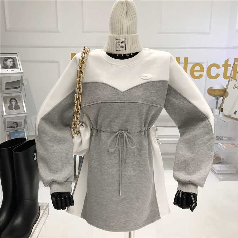 Drawstring waist Color matching sweater Dress Women' Winter 2021 New Fashion Plush and thicken Lazy casual Dress, Black
Drawstring waist Color matching sweater Dress Women' Winter 2021 New Fashion Plush and thicken Lazy casual Dress, Black
