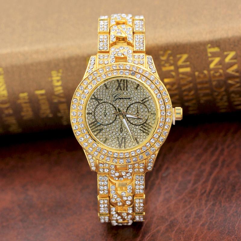 Wristwatches Geneva Full Diamond Alloy Watch Ladies Binocular Steel Band Quartz, Gold
Wristwatches Geneva Full Diamond Alloy Watch Ladies Binocular Steel Band Quartz, Gold