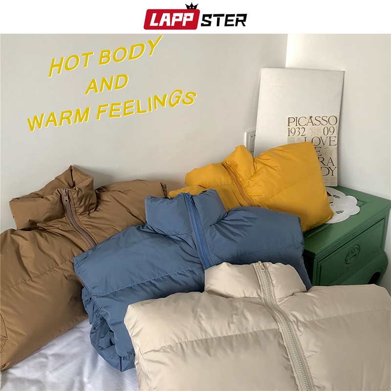 LAPPSTER Men Harajuku Colorful Bubble Coat Winter Jacket Mens Streetwear Hip Hop Parka Korean Black Clothes Puffer Jackets 201218