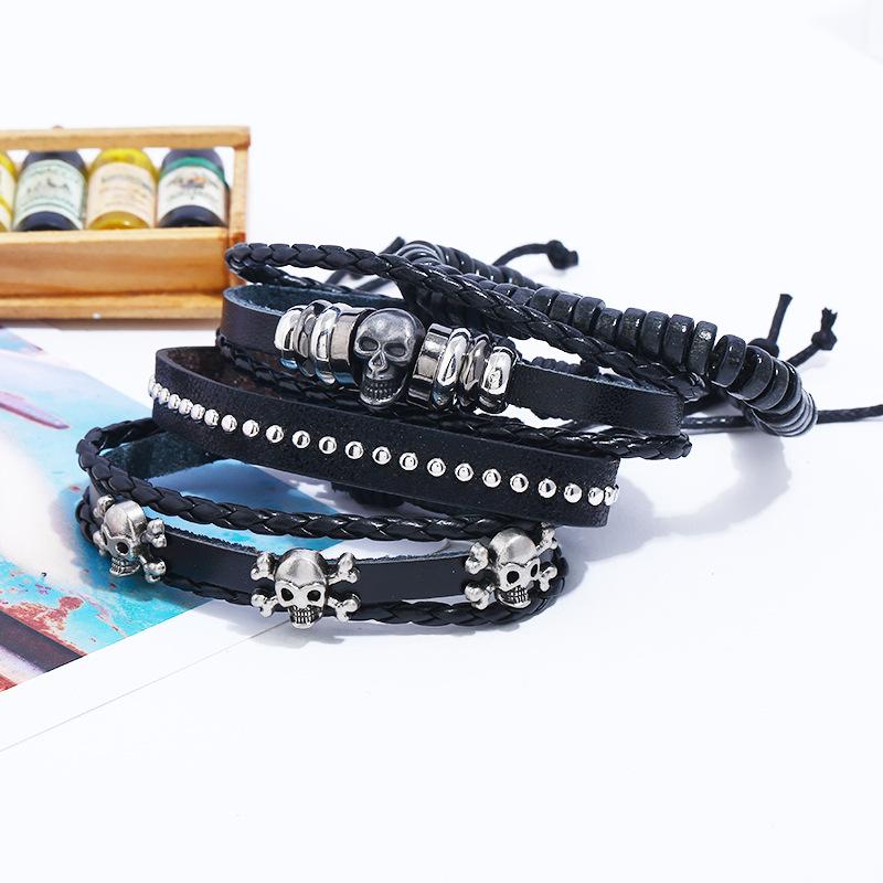 gothic Men's jewelry Punk skull style 4 pcs/set leather Bracelet for Men Handmade Adjustable Leather Bracelet Jewelry
gothic Men's jewelry Punk skull style 4 pcs/set leather Bracelet for Men Handmade Adjustable Leather Bracelet Jewelry