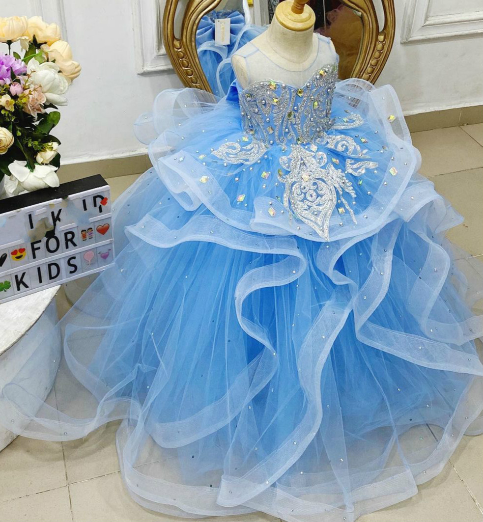 lace crystals flower girl dresses ball gown sheer neck little girl wedding dresses cheap communion pageant dresses gowns zj710