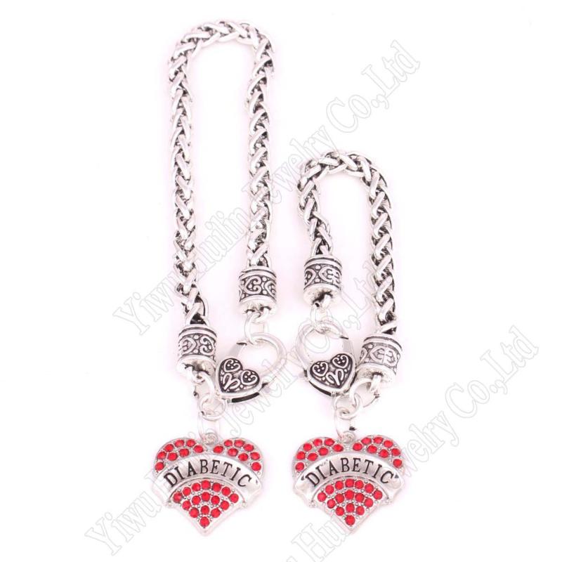 Paren-child suit rhodium plated with sparkling crystals DIABETIC heart charm bracelet Link Chain
Paren-child suit rhodium plated with sparkling crystals DIABETIC heart charm bracelet Link Chain