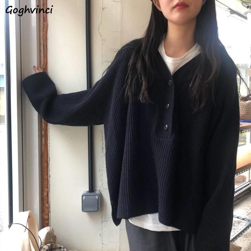 Women Pullovers Solid Loose Sweater V-neck Buttons Knitted Korean Style Elegant Casual Simple Fashion Ulzzang Female Outwear INS, Black
Women Pullovers Solid Loose Sweater V-neck Buttons Knitted Korean Style Elegant Casual Simple Fashion Ulzzang Female Outwear INS, Black