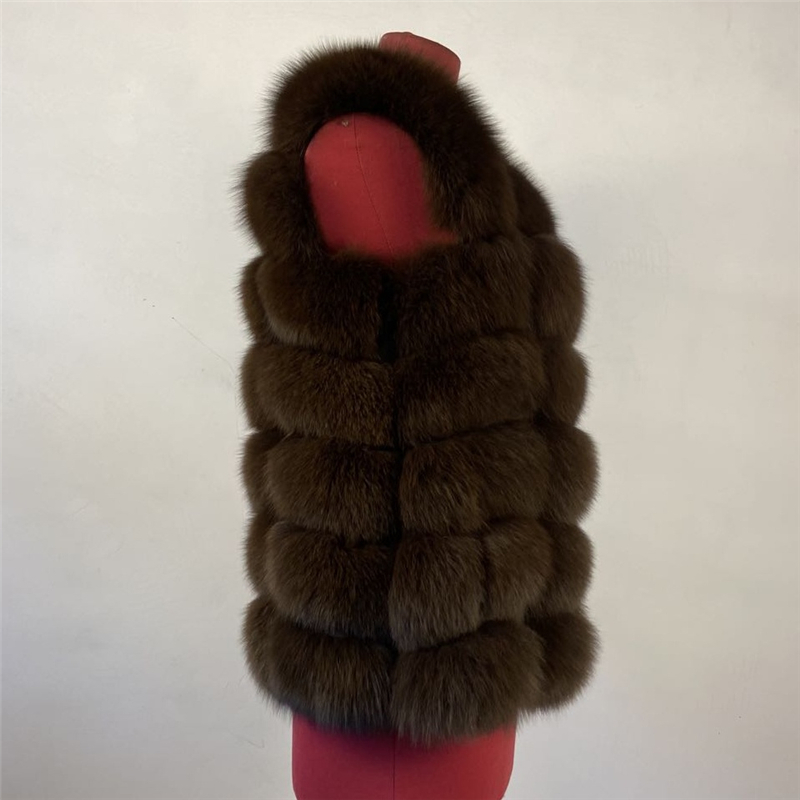 real Fox Fur Vest short jacket height woman winter warm Natural sleeveless 201103